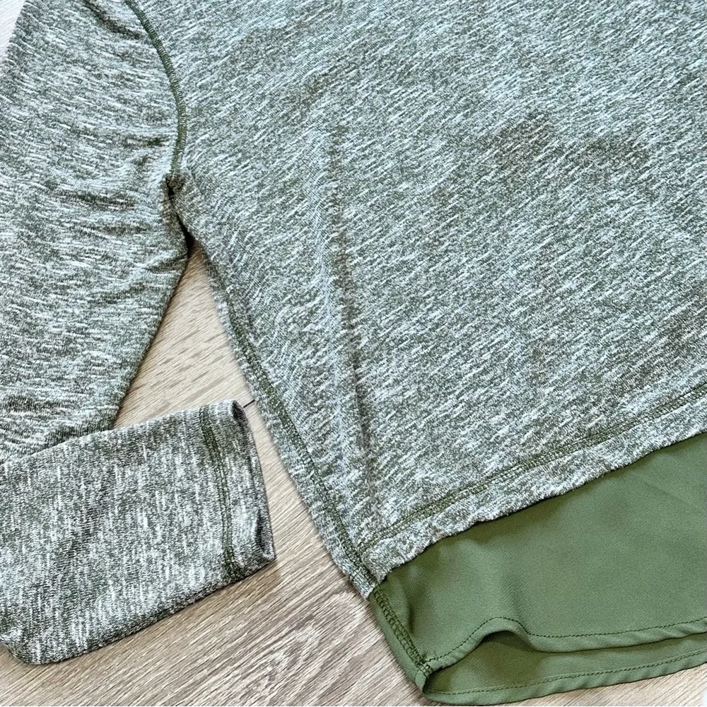 New Directions Mixed Media Lace Up Long Sleeve Top